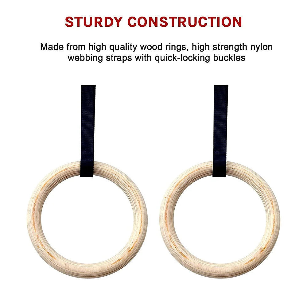 Wooden Gymnastic Rings Olympic Strength Training - 32mm