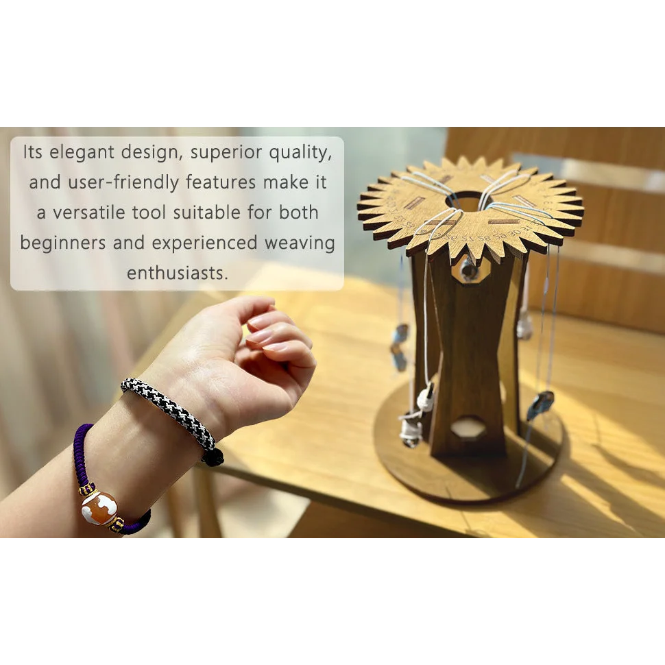 Wooden Kumihimo Marudai Stand – Craft Tool for Braiding