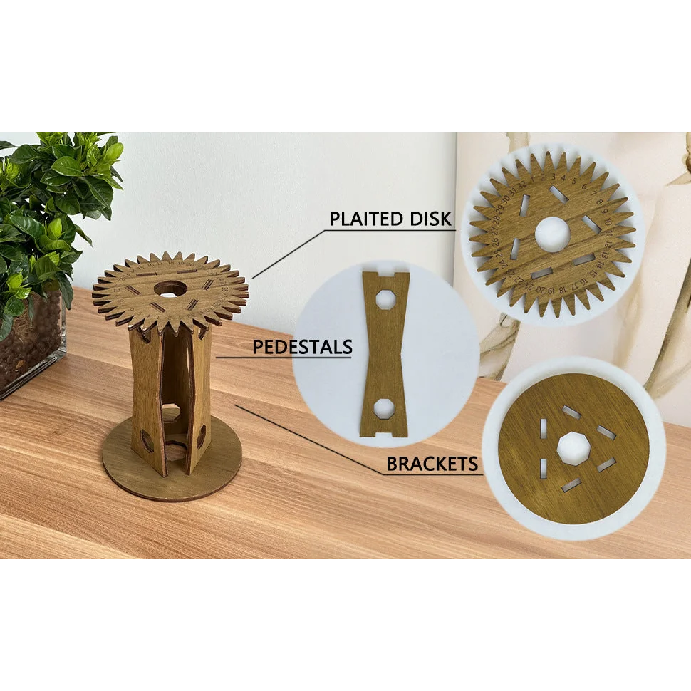 Wooden Kumihimo Marudai Stand – Craft Tool for Braiding