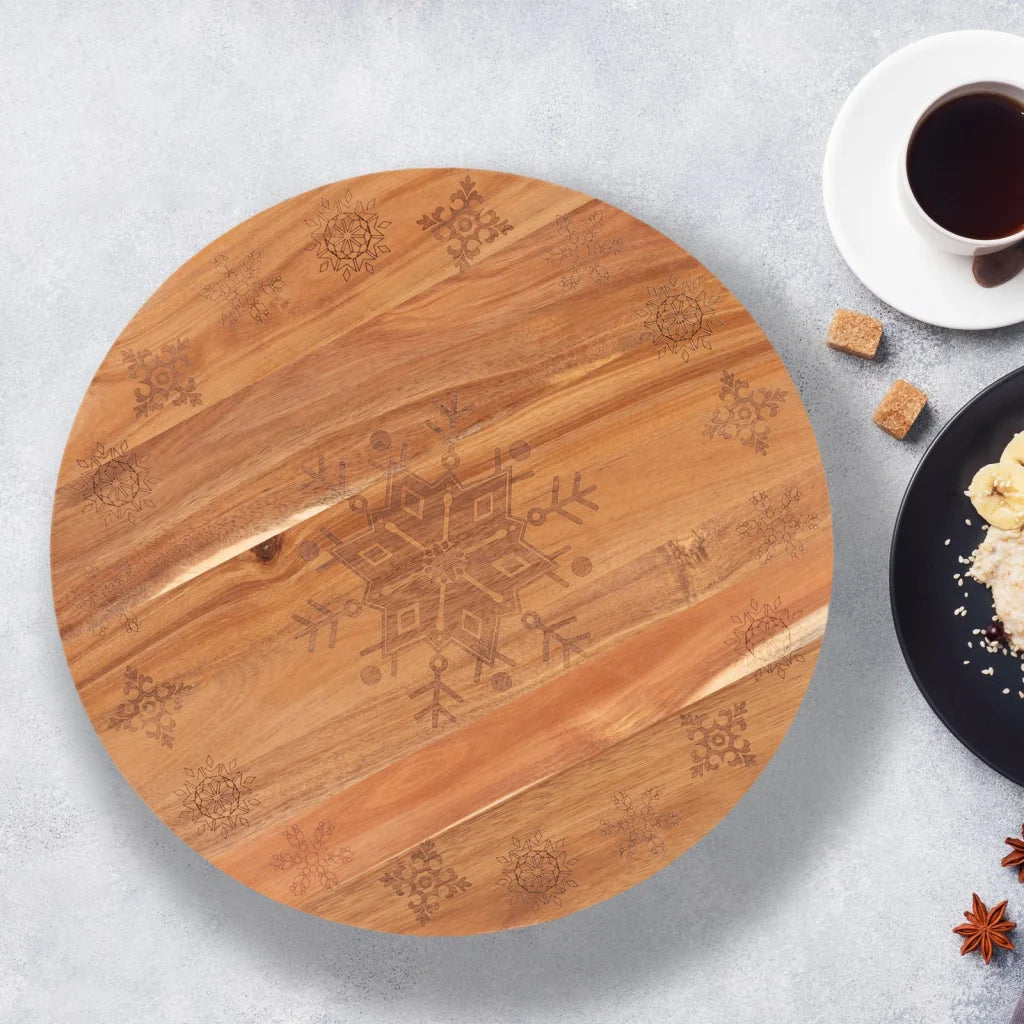 Wooden Lazy Susan Tray 18 Inch Bread and Butter - Wood