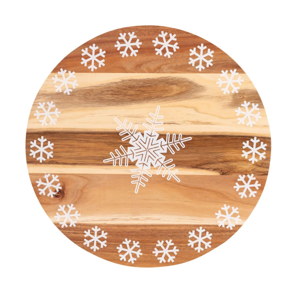 Wooden Lazy Susan Tray 18 Inch Print Bread and Butter