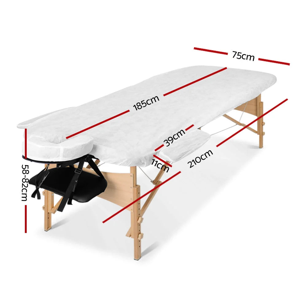 Wooden Massage Table Portable 75cm Wide 3-Fold Treatment