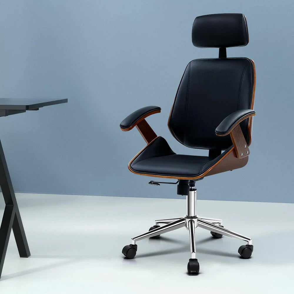 Wooden Office Chair Computer Gaming Executive Leather