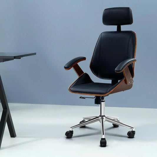 Wooden Office Chair Computer Gaming Executive Leather