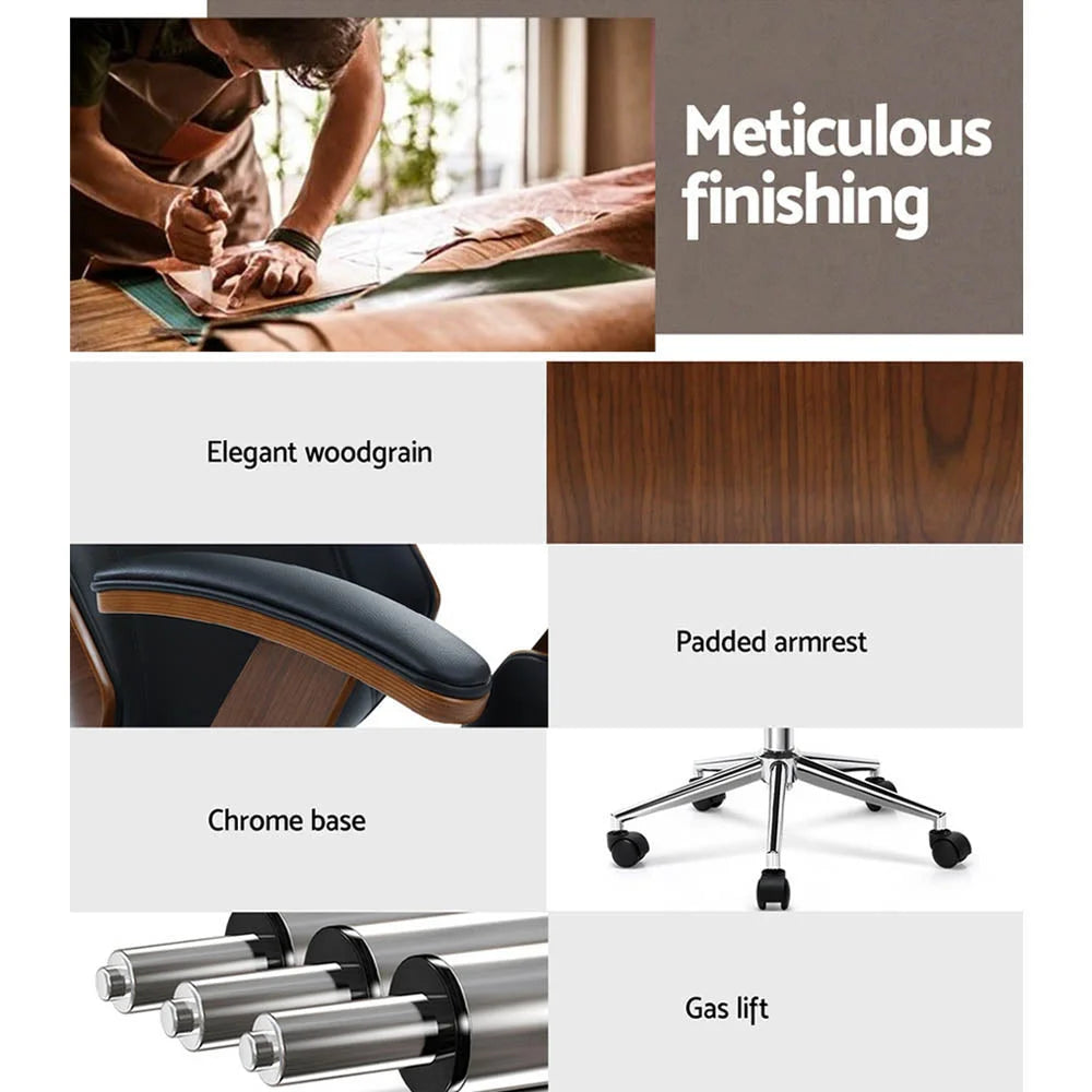 Wooden Office Chair Computer Gaming Executive Leather