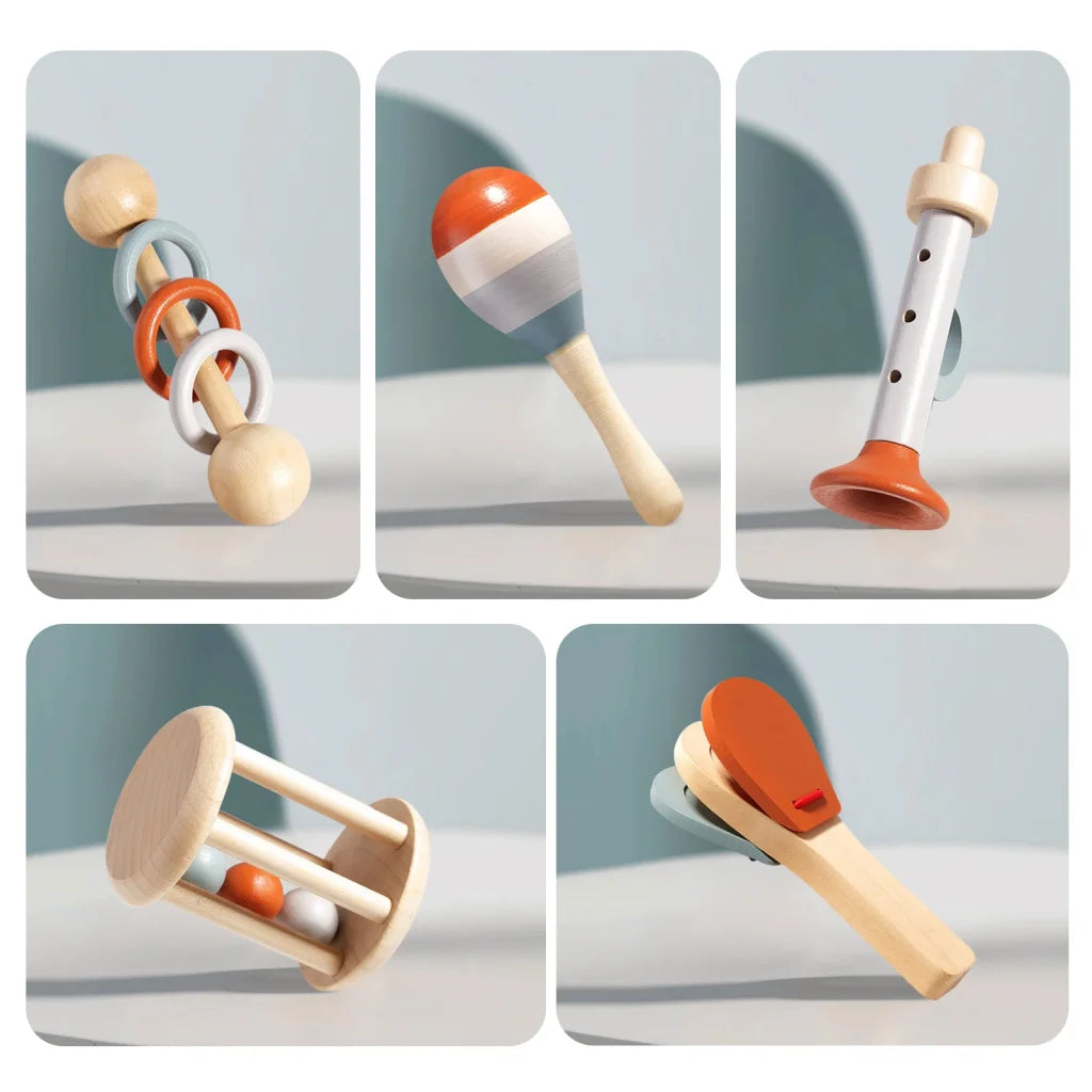 Wooden Orff Instrument Set for Kids – Includes Rattle
