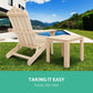 Wooden outdoor beach table with caster wheels and side handle rail