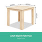 Wooden table with side supports and structural rails
