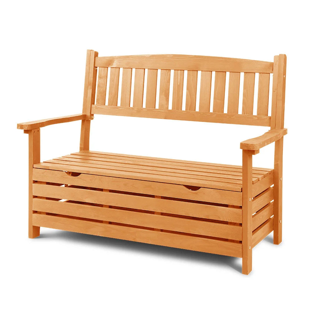 Wooden Outdoor Storage Bench 2-Seater - Garden Furniture