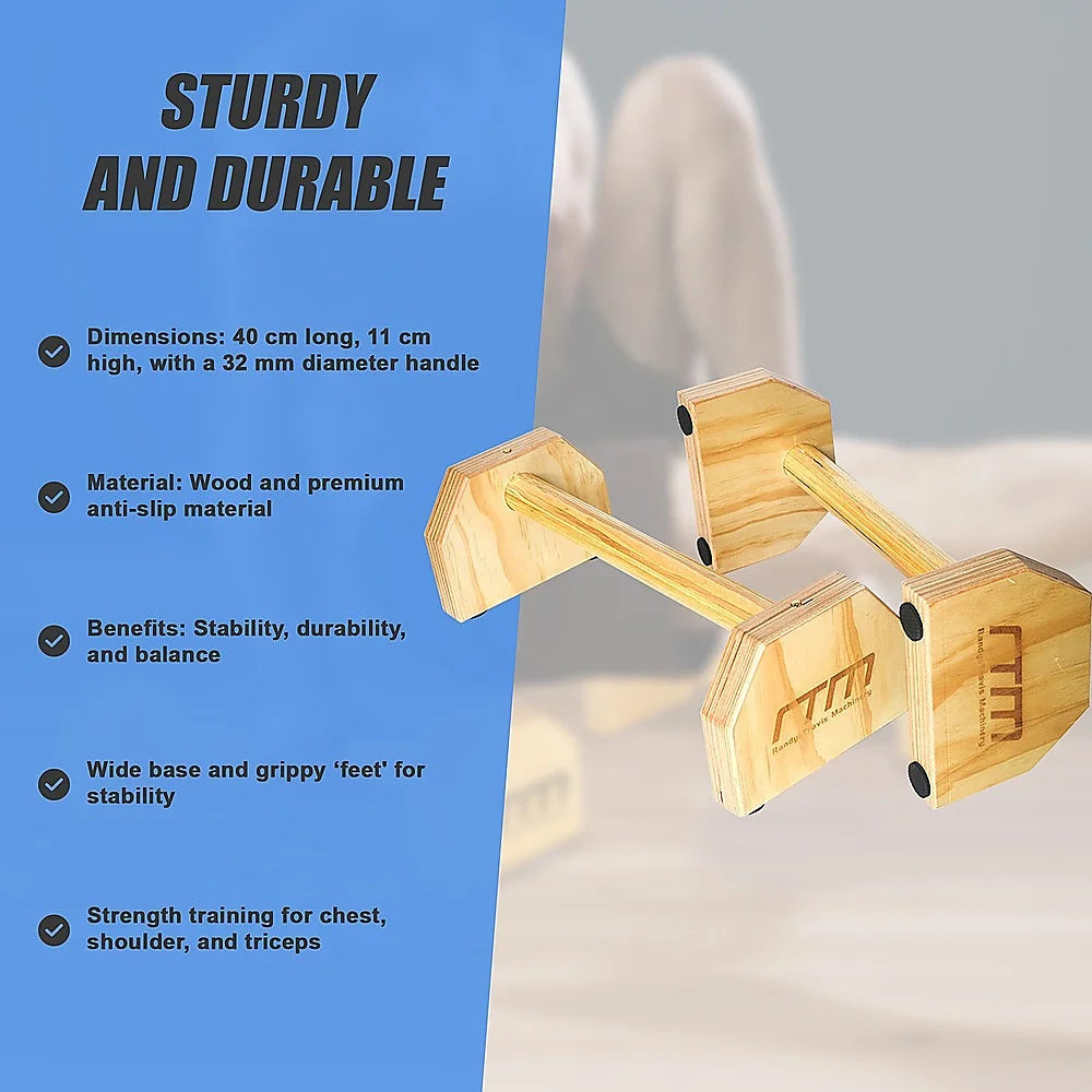 Wooden Parallette Bars - Push Up & Dip Workouts - Fitness