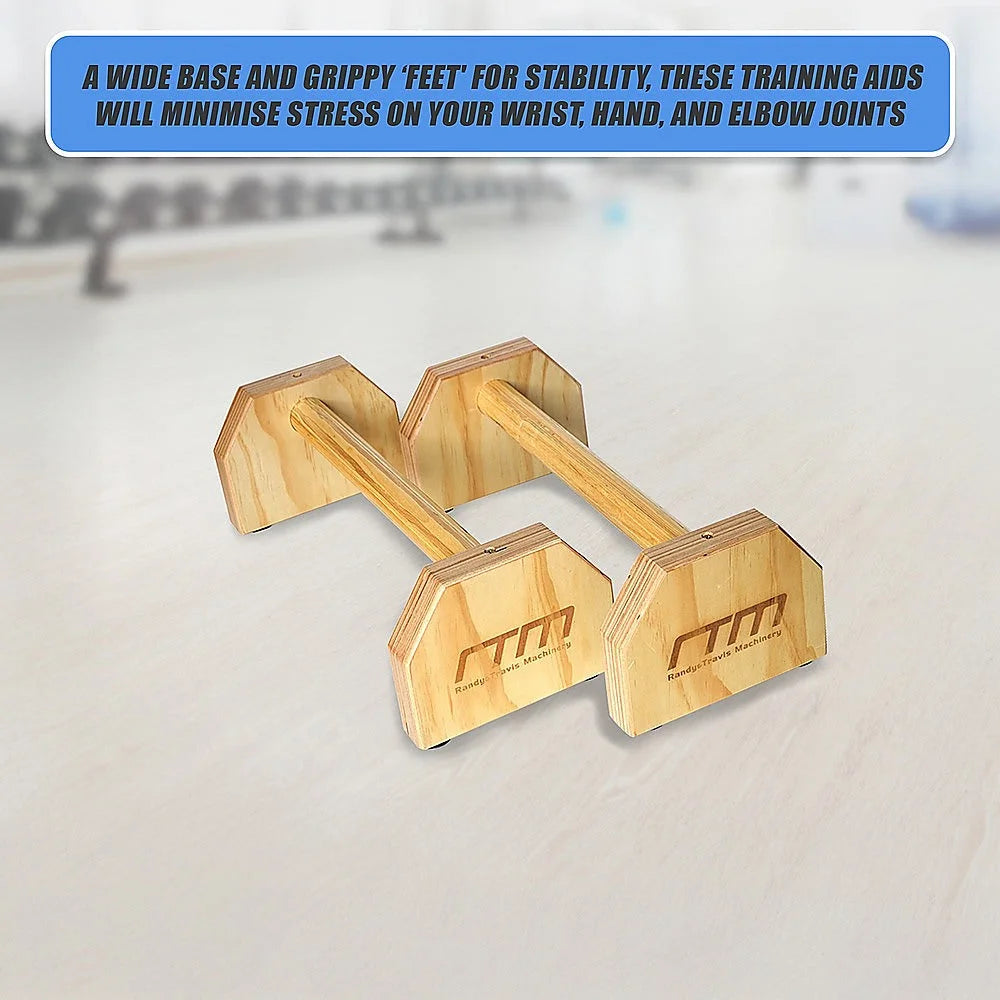 Wooden Parallette Bars - Push Up & Dip Workouts - Fitness