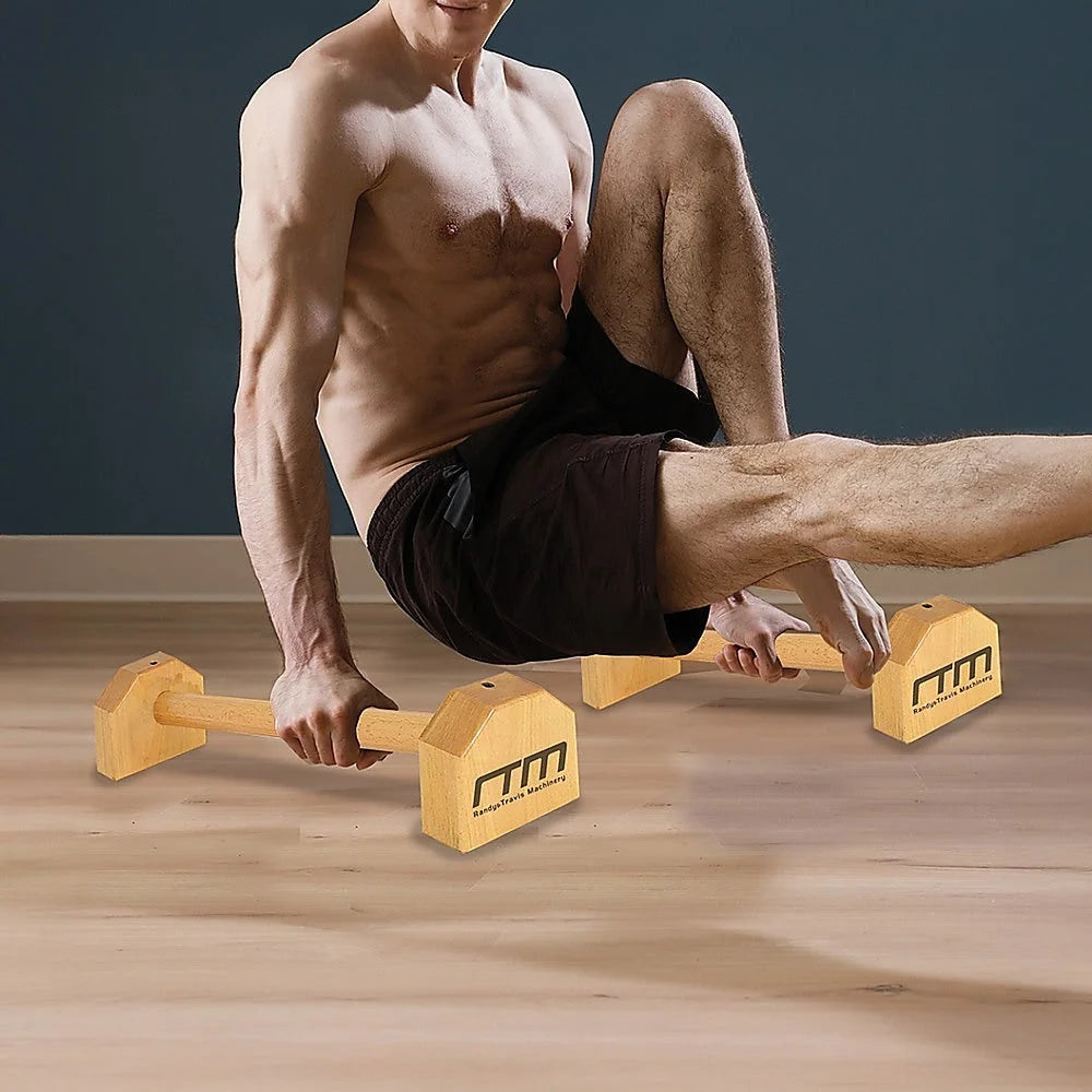 Wooden Parallette Bars - Push Up & Dip Workouts - Fitness