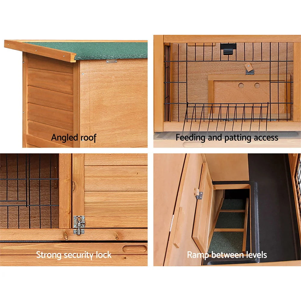 Wooden Rabbit Hutch 2 Storey - Coops & Hutches