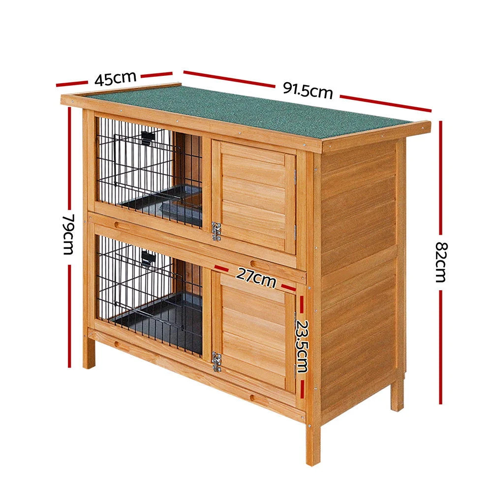 Wooden Rabbit Hutch 2 Storey - Coops & Hutches