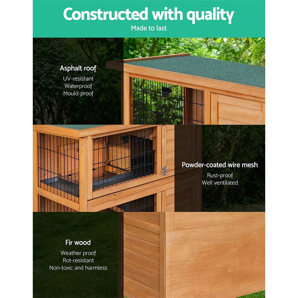 Wooden Rabbit Hutch 2 Storey - Coops & Hutches