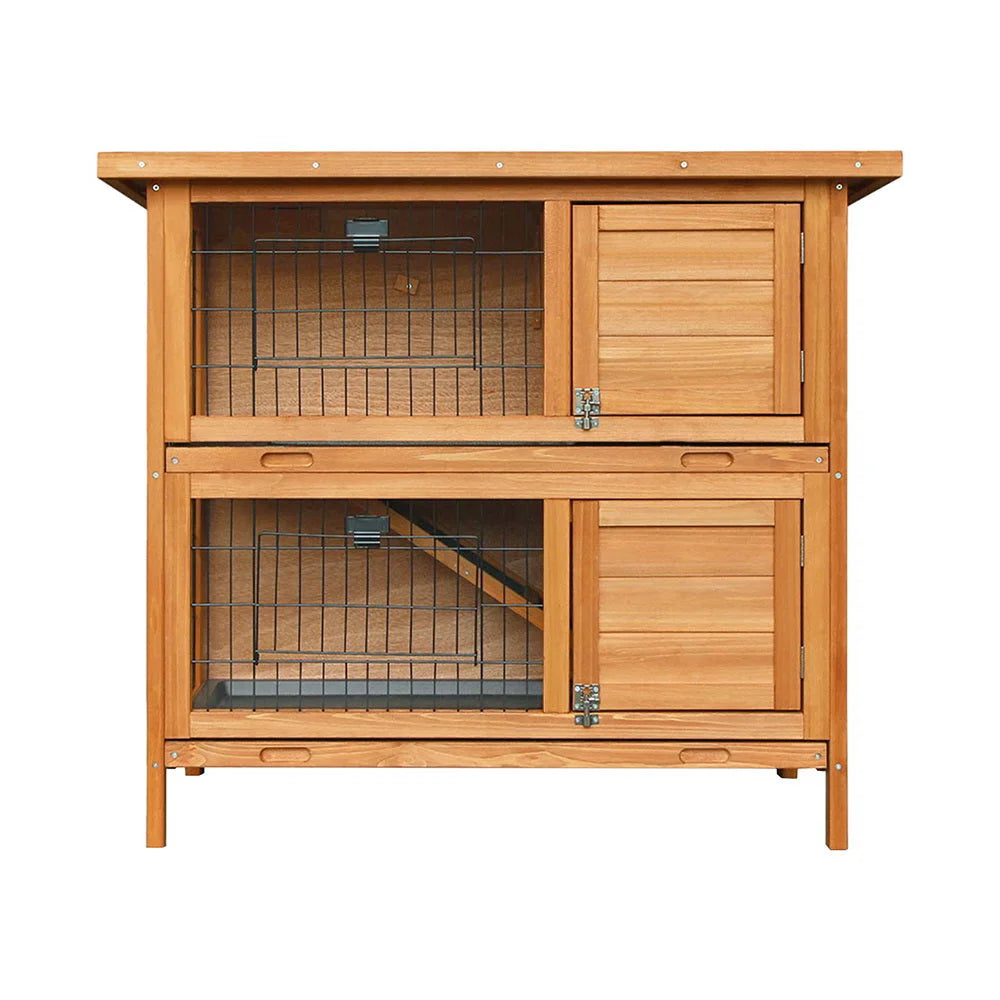 Wooden Rabbit Hutch 2 Storey - Coops & Hutches