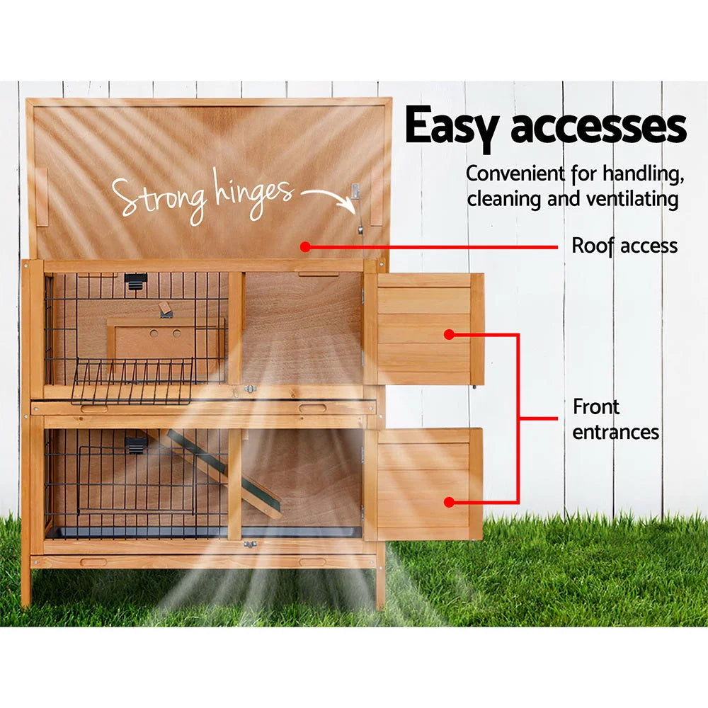 Wooden Rabbit Hutch 2 Storey - Coops & Hutches