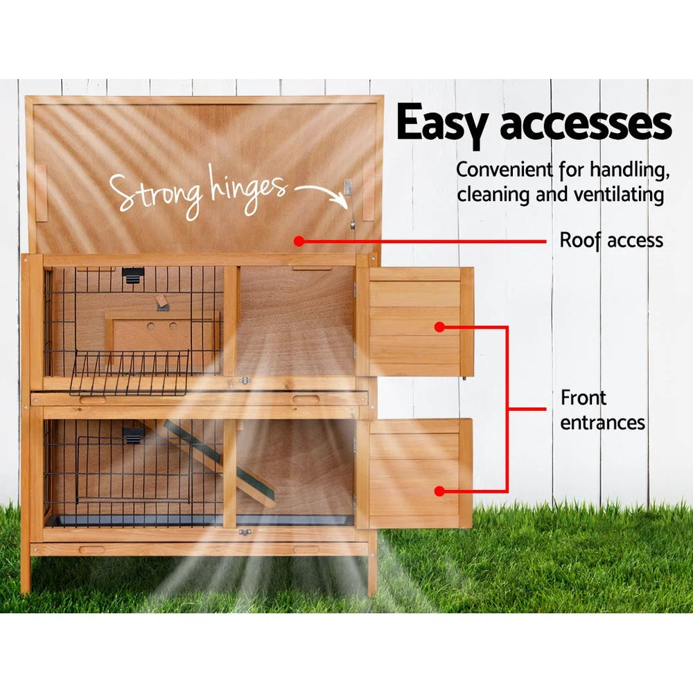 Wooden Rabbit Hutch 2 Storey - Coops & Hutches