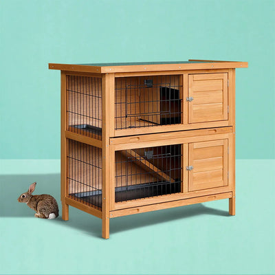 Wooden Rabbit Hutch 2 Storey - Coops & Hutches