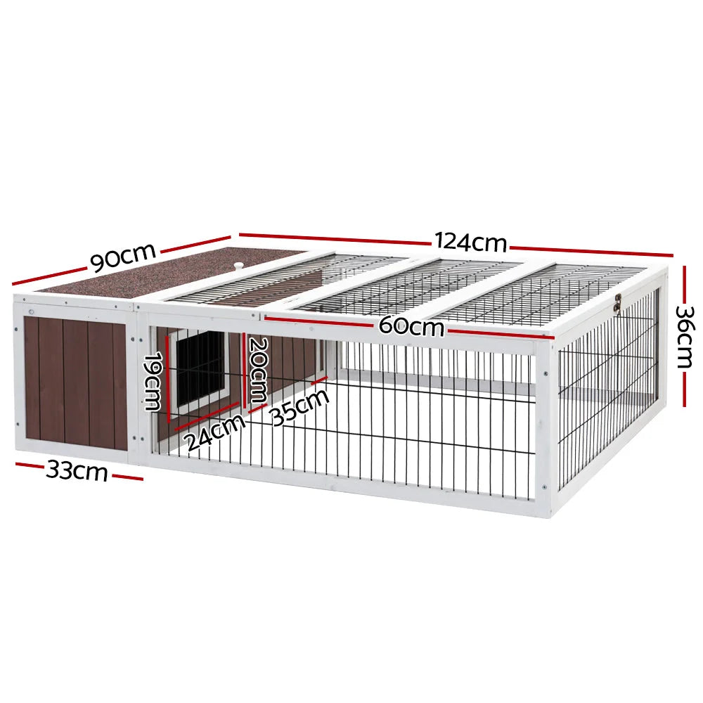 Wooden Rabbit Hutch Chicken Coop Run Cage Habitat House