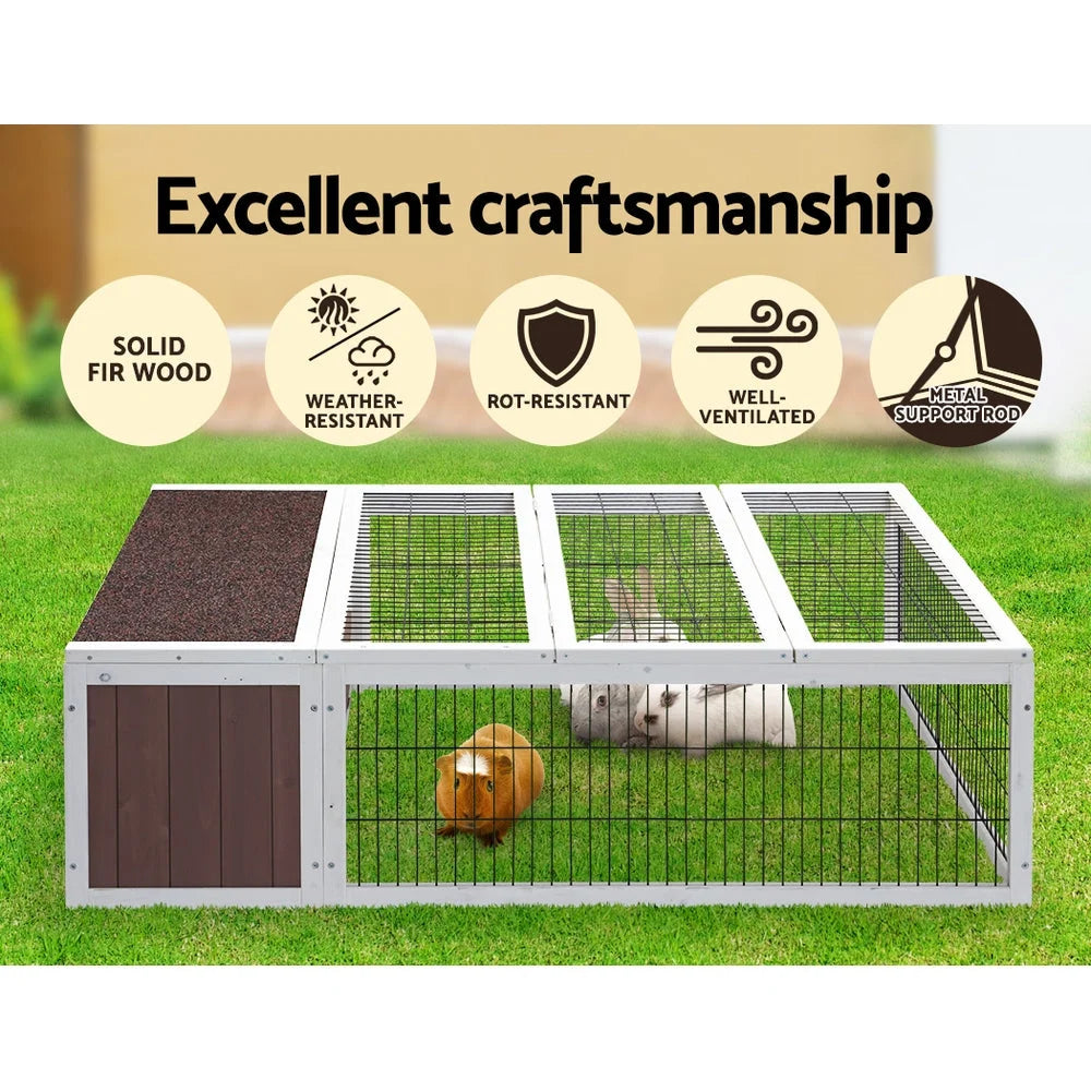 Wooden Rabbit Hutch Chicken Coop Run Cage Habitat House