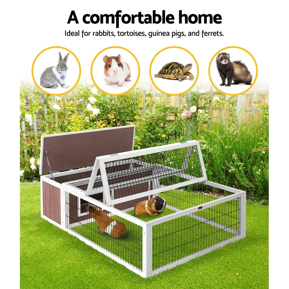 Wooden Rabbit Hutch Chicken Coop Run Cage Habitat House