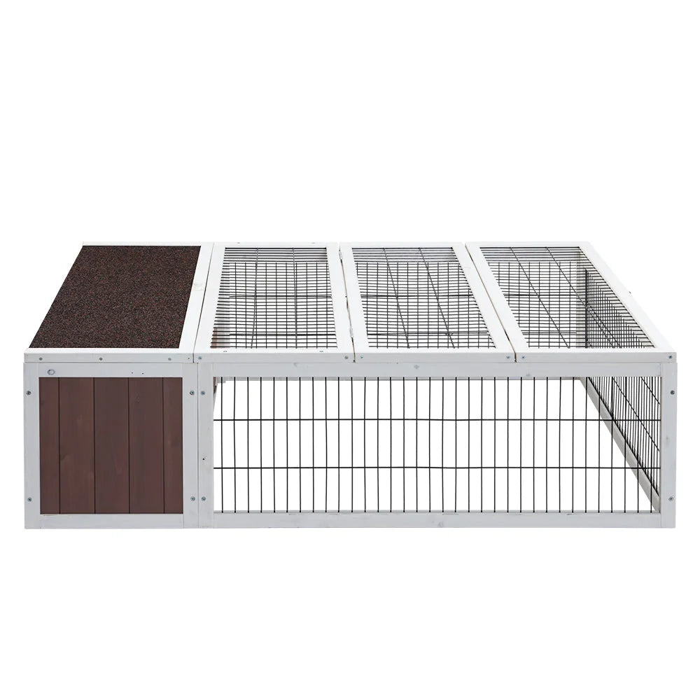 Wooden Rabbit Hutch Chicken Coop Run Cage Habitat House