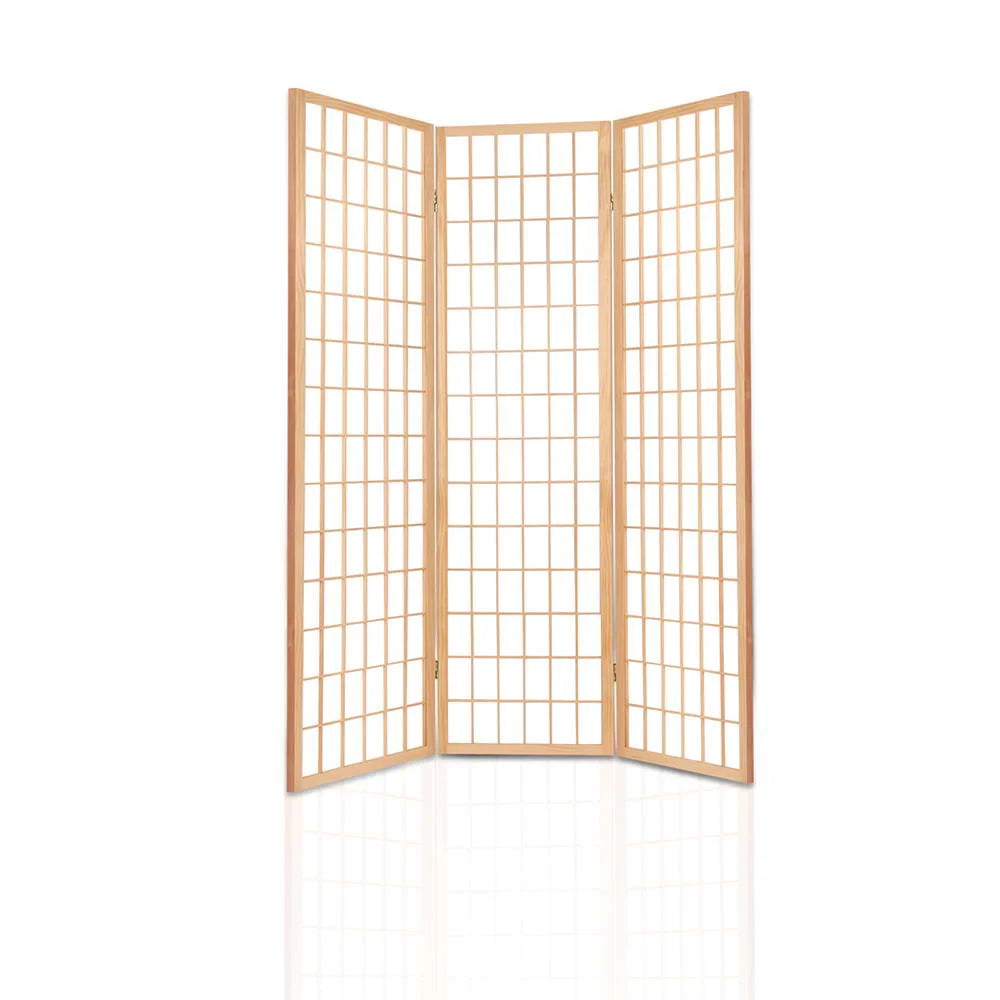Wooden Room Divider 3-Panel Natural - Living Room
