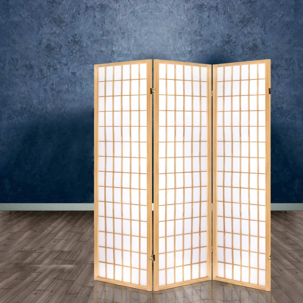Wooden Room Divider 3-Panel Natural - Living Room