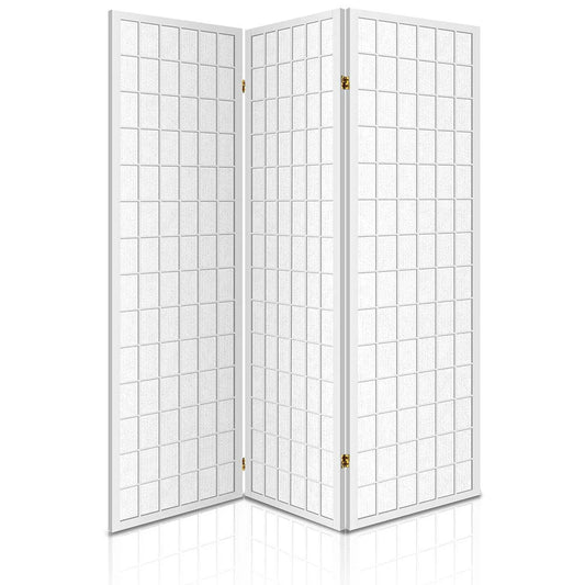 Wooden Room Divider 3-Panel White - Living Room