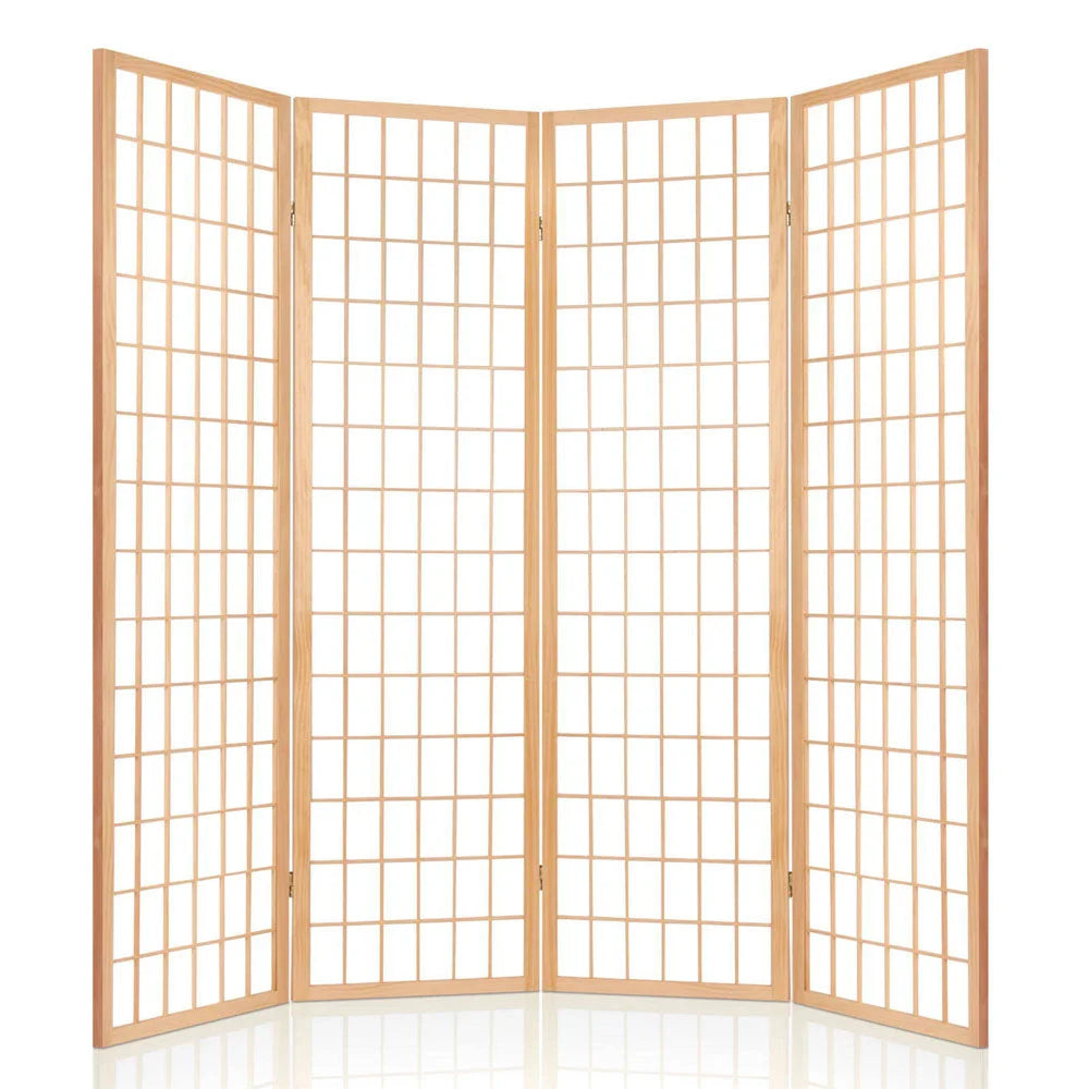 Wooden room divider living with storage shelves and support legs