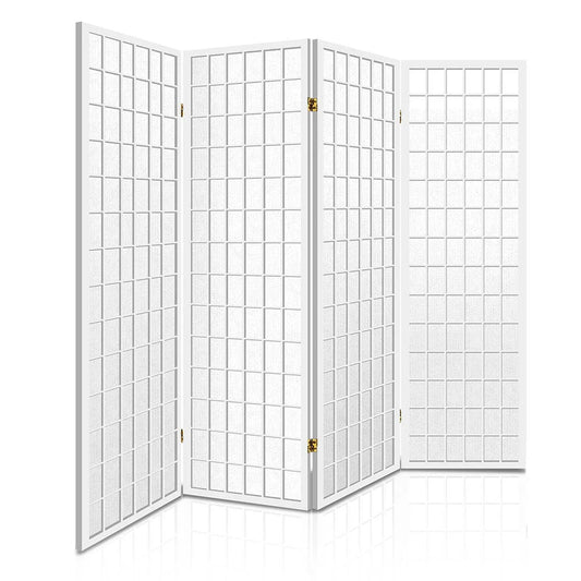 Wooden Room Divider 4-Panel White - Living Room