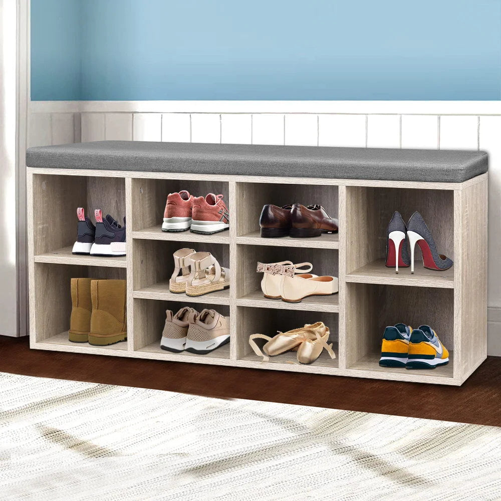 Wooden Shoe Rack Storage Bench - Living Room