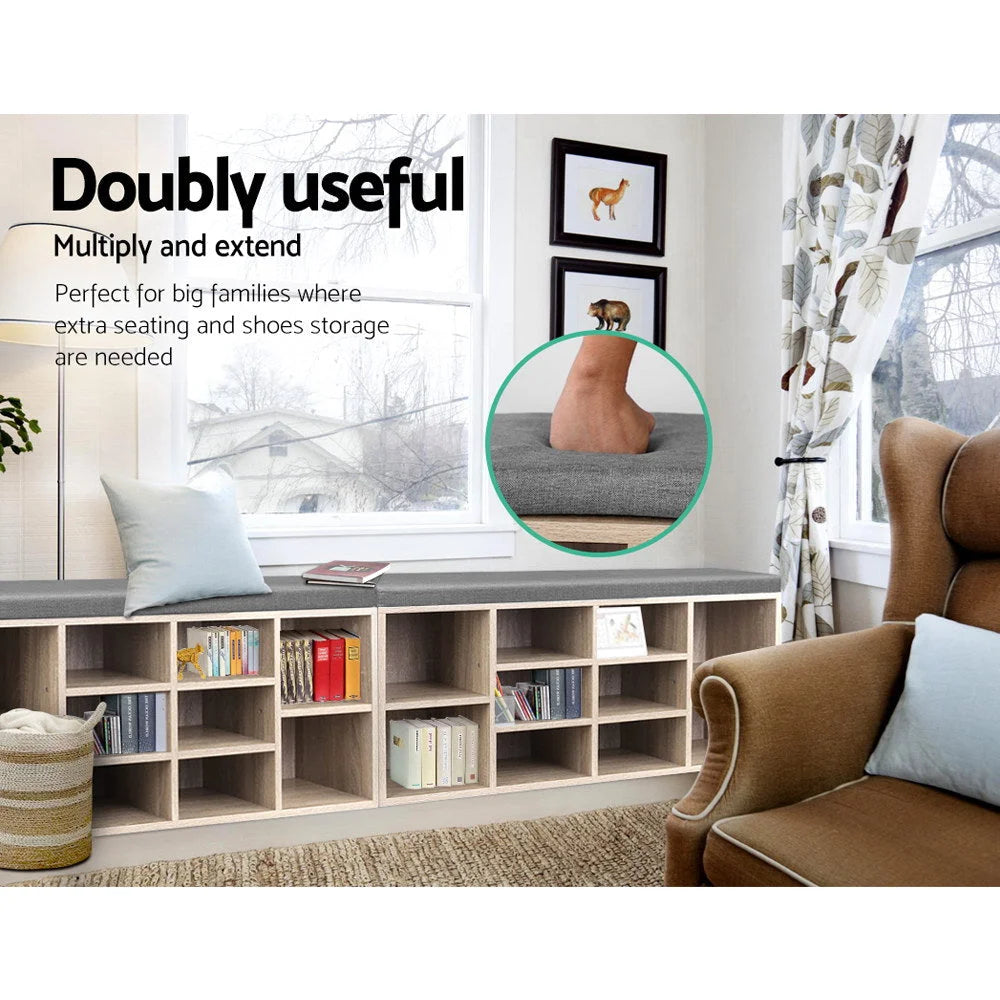 Wooden Shoe Rack Storage Bench - Living Room