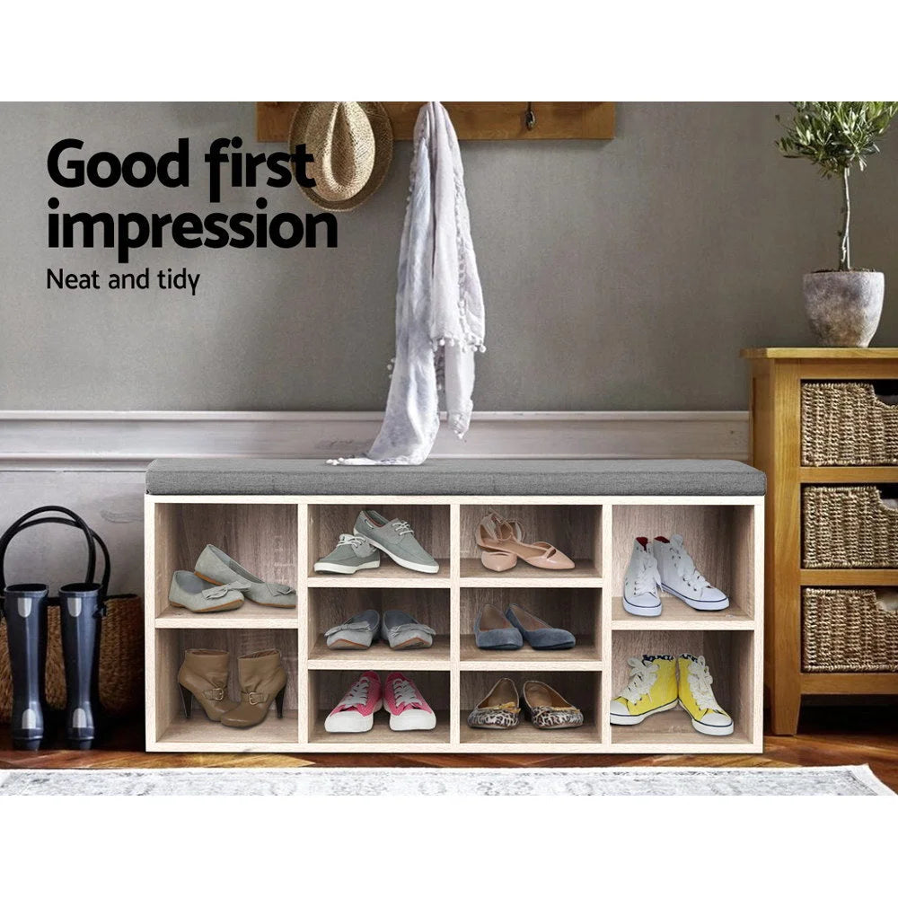 Wooden Shoe Rack Storage Bench - Living Room