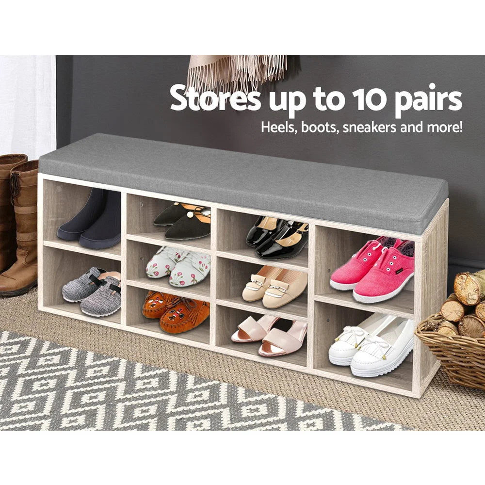 Wooden Shoe Rack Storage Bench - Living Room