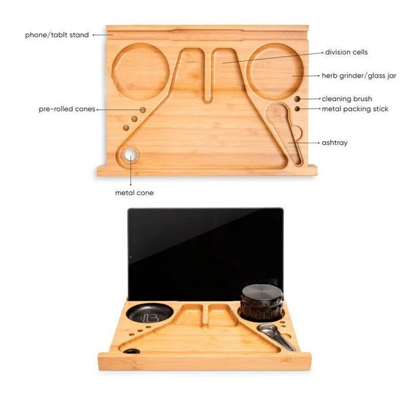 Wooden Storage Chest Box Lockable with Movable Rolling Tray