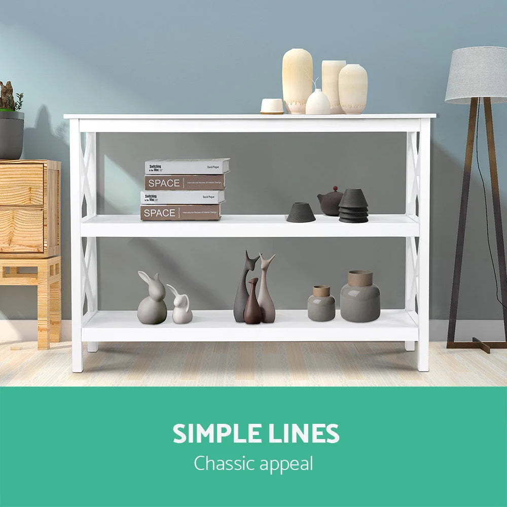 Wooden Storage Console Table - White - Living Room
