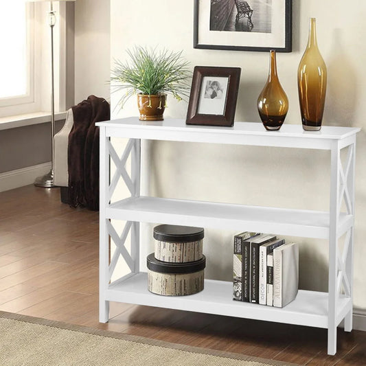 Wooden Storage Console Table - White - Living Room