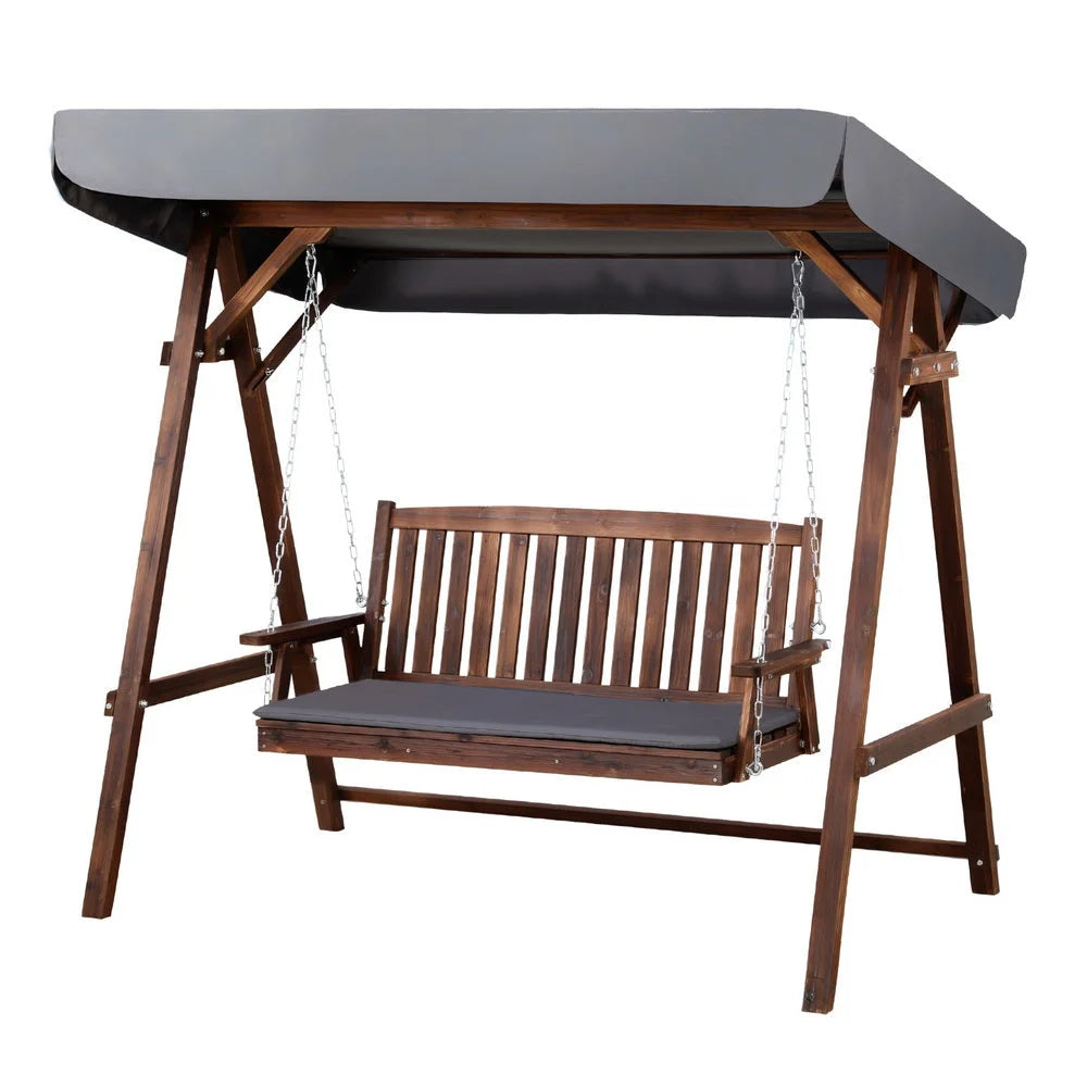 Wooden Swing Chair Garden Bench Canopy 3 Seater Outdoor