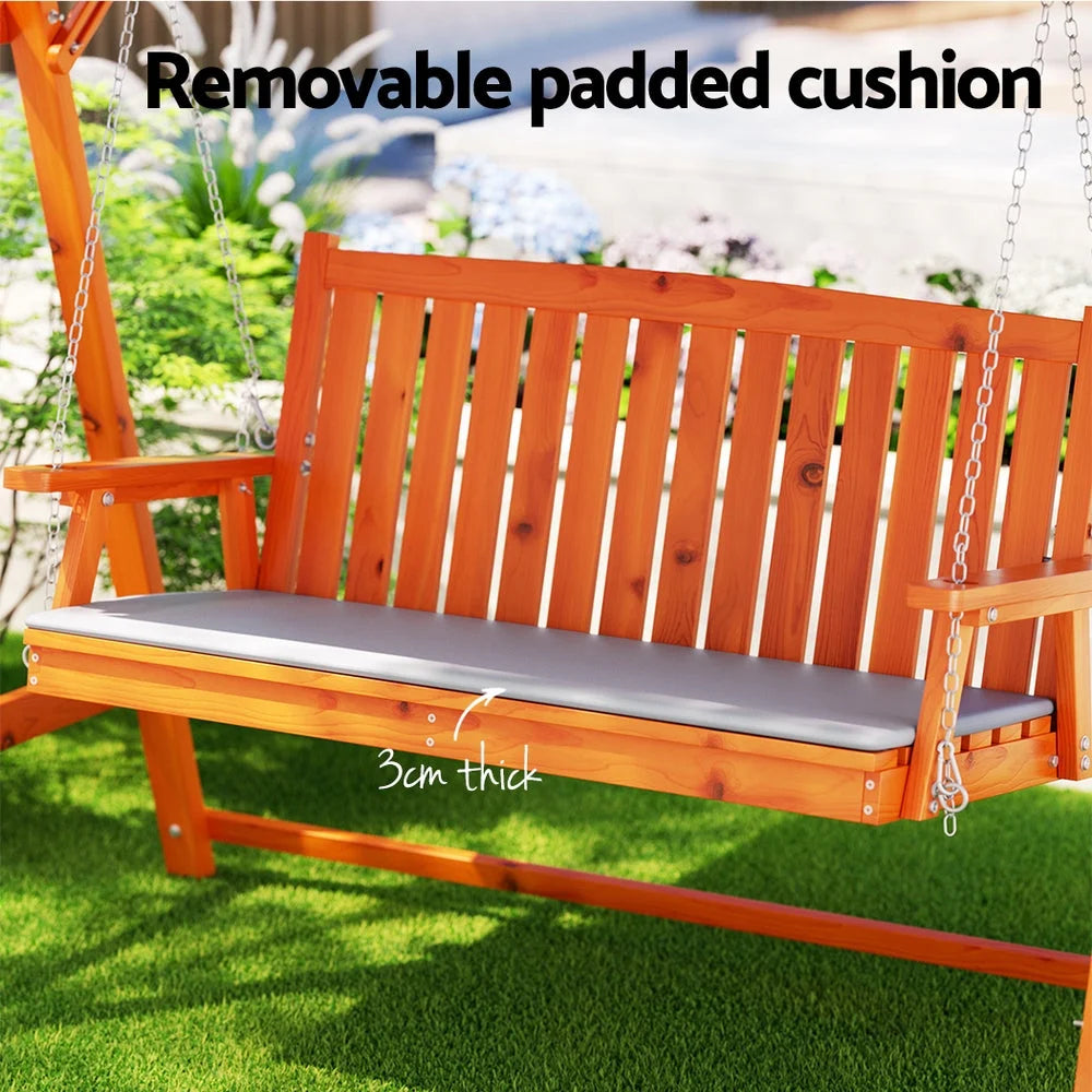Wooden Swing Chair Garden Bench Canopy 3 Seater Outdoor
