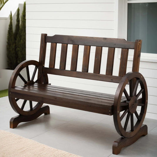 Wooden Wagon Wheel Chair - Outdoor