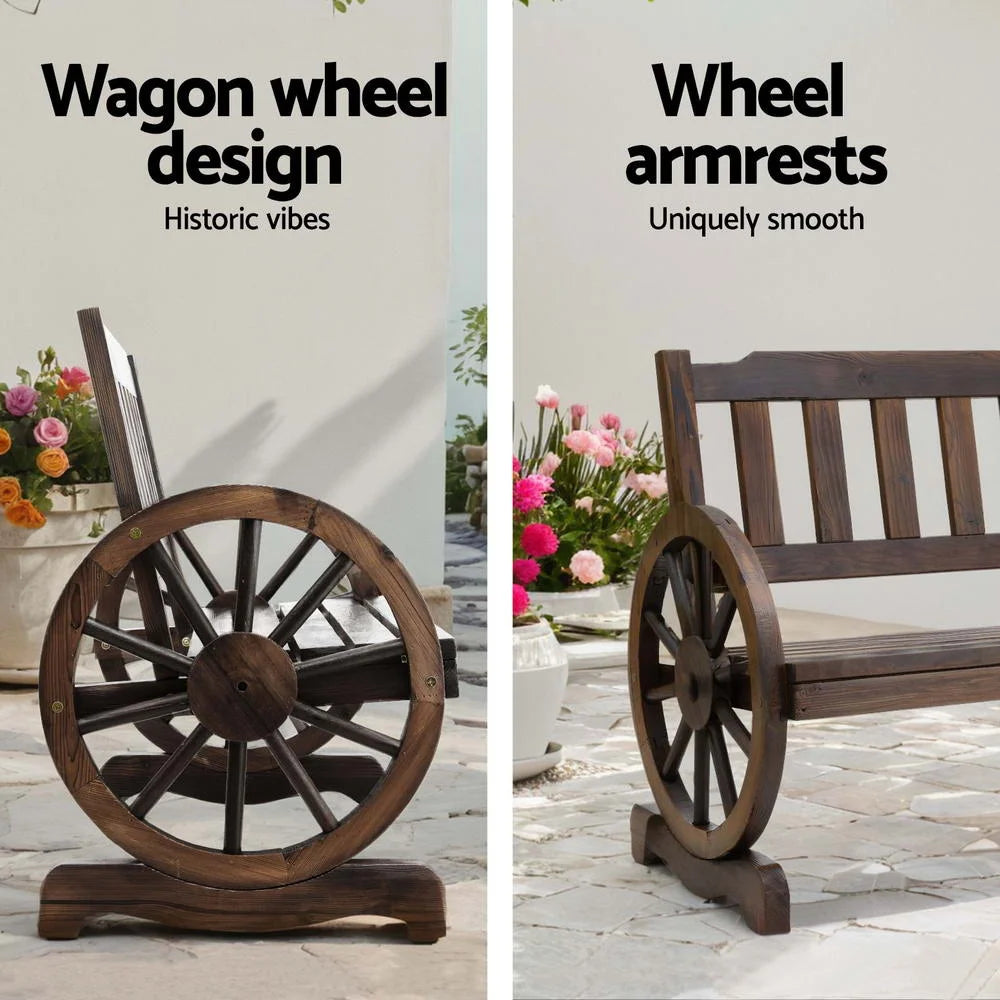 Wooden Wagon Wheel Chair - Outdoor