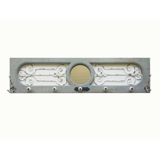 Wooden Wall Mirror w Hooks 120cm - Home & Garden > Decor >