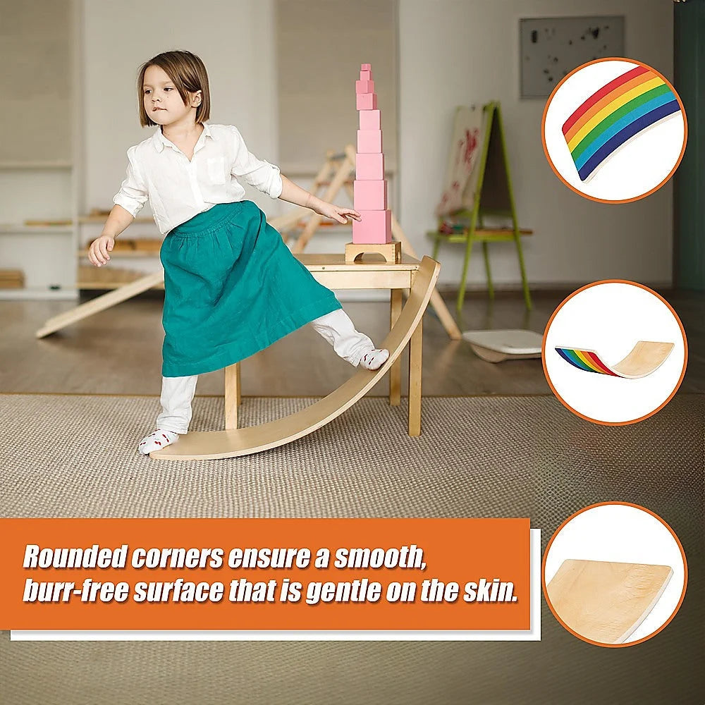 Wooden Wobble Balance Board for Kids Toddlers & Adults