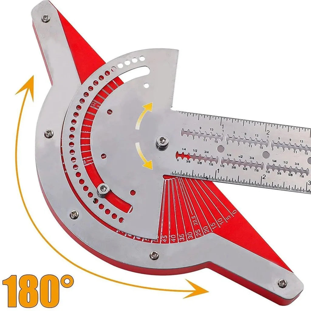 Woodworking Edge Ruler Protractor Angle Measuring Tool
