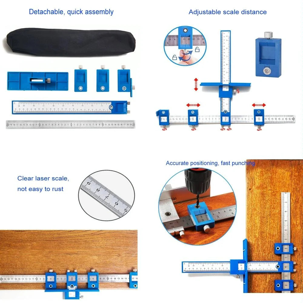 Woodworking Punch Locator for Cabinet Doors - Blue Handle