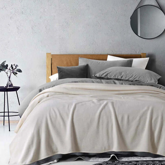 Wool Blanket Queen 400GSM Premium Australian Pure - Natural