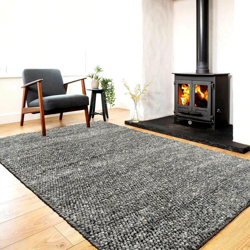 Wool Pebble Charcoal Lifestyle Rug 130x 180 cm - Home &