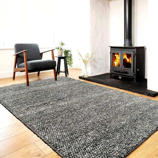 Wool Pebble Charcoal Lifestyle Rug 130x 180 cm - Home &